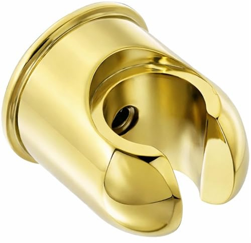 Daloual Brausehalterung aus massivem Messing – Glänzend Gold – Wandhalter für Handbrause, Duschkopfhalter, Stabile 2-Schrauben-Befestigung