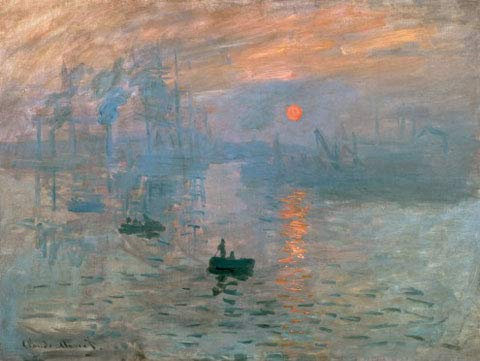 empireposter Claude Monet - Impression (Sonnenaufgang) - Kunstdruck - Größe 80x60 cm + 2 St Posterleisten Kunststoff 93 cm schwarz