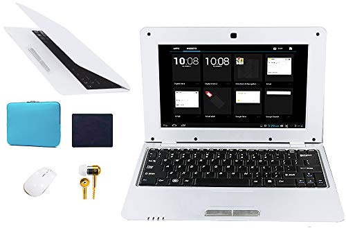 FANCY CHERRY 10 '' 8Go Ordinateur Portable Netbook Ordinateur Portable Ultrabook Android 4.4 Caméra WiFi HDMI (Sacoche + Souris + Tapis de Souris + écouteurs) (Blanc)