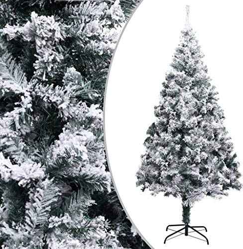 vidaXL Plastgran med Snö 180 cm Konstgjord Gran Julgransfot Plastjulgran Konstjulgran Julpynt Konstgran Juldekoration Julgran med Fot Julgran PVC