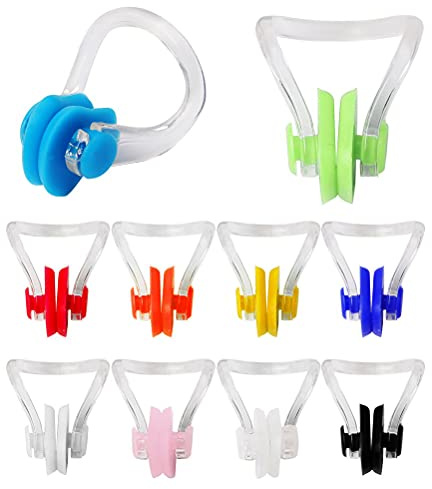 10 Pcs Nose Clips Swimming, Waterproof Silicone Nose Plugs Kids Swimming Nose Clip Swim Nose Training Protector with Box for Kids and Adults,Beginners