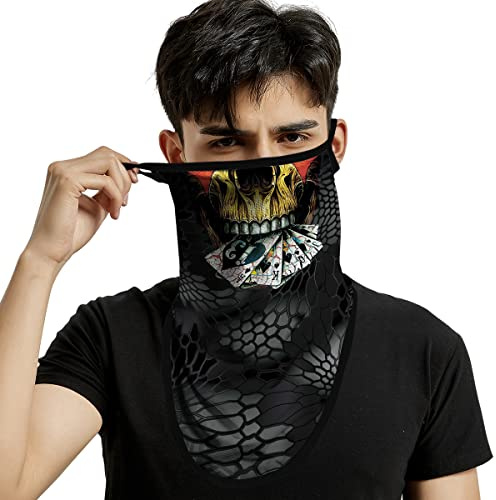 ShopINess Schlauchschal Totenkopf mit Ohrenschlaufen – Motorrad Bandana Unisex für Halloween und Outdoor Sport