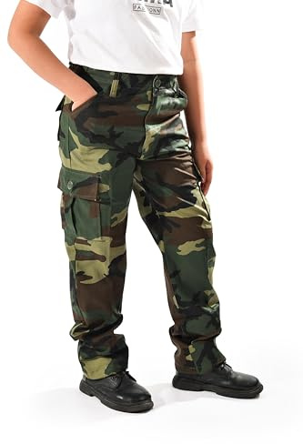 BACKBONE Kids Cargo Pants, Boys & Girls Outdoor Multi-Pocket Trousers