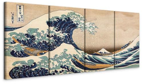 murando - Quadri Moderni Acustici per Soggiorno, Hokusai Onda, 160x60 cm