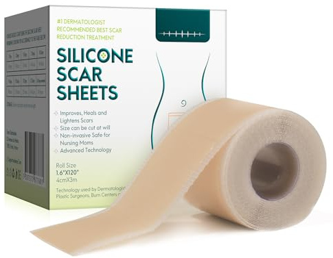 Cerotti Silicone Cicatrici, Cerotti Cicatrizzanti del Grado Medico per La chirurgia, Sezione, Cheloide, Ustione et, Sicuro ed Indolore (3m di Lunghezza per 7 Mesi)