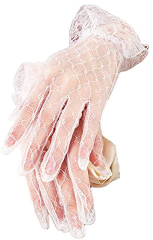 URFEDA Spitzen Handschuhe Brauthandschuhe Kurz Spitzehandschuhe für Frauen Braut Opera Fest Party Handschuhe Abendhandschuhe für Damen Courtesy Sommer Handschuhe für Hochzeit Party Und Tee Party