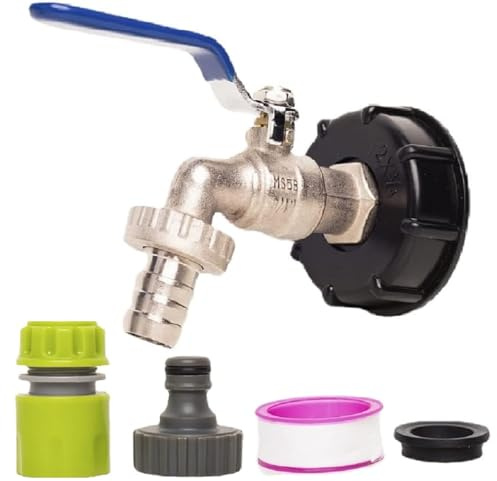 IBC Tank Tap Adapter Wasserhahn Kugelauslaufhahn, 3/4 Gartenschlauch Wasserhahn S60X6 Grobgewinde IBC Adapter Mit Schlauchanschluss Und Gewebedichtband, IBC Wassertank Zubehör Für Regenwassertanks