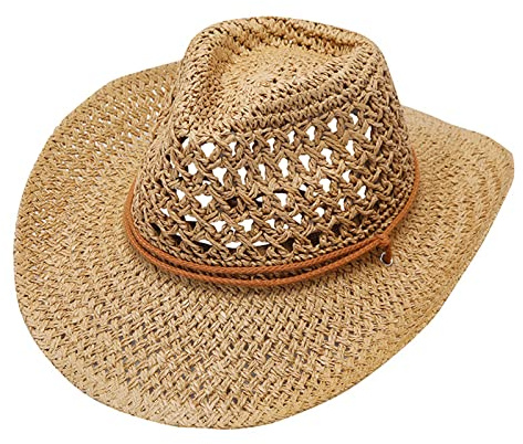 Innerternet Strohhut Damen und Herren Sonnenhut Havanna Hut aus Seegras Fedorahut mit Verstellbar Schwarzem Band Partyhut Sonnenschutz Naturfarben Traveller Frühjahr/Sommer - Hut