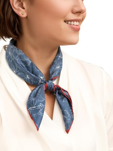 Prettystern Uomo Donna Fazzoletto Da Collo sciarpa unisex 100% seta bandana nicki estate piccola di Seta 09 Blu