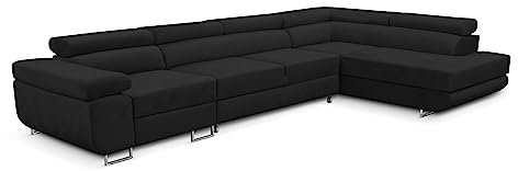 KREATIVE FURNITURE & DESIGN Ecksofa Rechts 343x88x203 cm - Sofa mit Schlaffunktion - Geräumig Eckcouch - Couch L Form - Wohnlandschaft L-Form Perfekt Für Ihr Zuhause Dunkelgrau Rechts