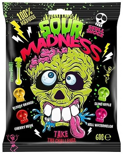 Sour Madness Bonbons en forme de crâne Extreme Sour Take The Challenge 60 g (importé)