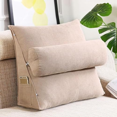 PRUJOY Lesekissen mit Nackenstütze, Kopfteil, Rückenkissen, Nacken, Bein, Lesekissen, Rücken, Lesekissen, Sofa, Bett, Bürostuhl, Ruhekissen (E 45x45x20CM)