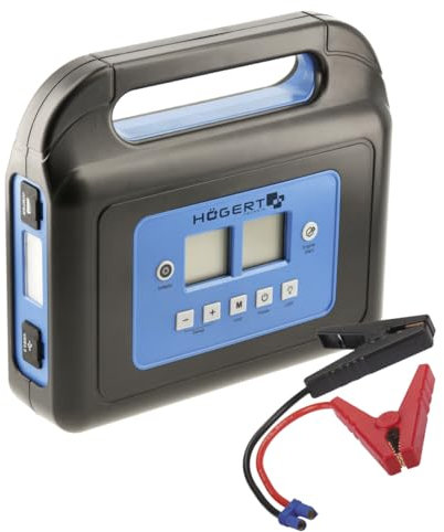Högert Technik - Démarreur 400 A avec compresseur | Aide au démarrage de batterie de voiture | Compresseur intégré avec druc de 8 bar