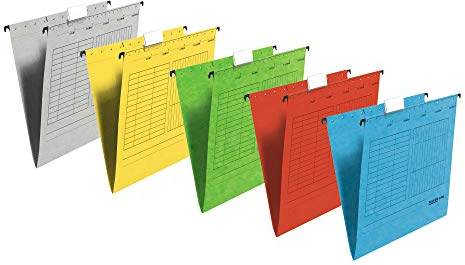 Original Falken 25er Pack Hängemappe UniReg. Made in Germany. Aus Recycling-Karton für DIN A4 seitlich offen farbig sortiert Blauer Engel ideal für die lose Blatt-Ablage im Büro und der Behörde