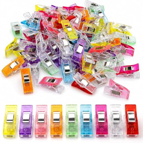 100 Stück Clips zum Nähen, Quilten, Basteln, Nähklammern, Stoff-Clips, Kopfnadeln, Nähzubehör, Bindungsklammern, Kunststoff, Quilten, Bastelklammern zum Nähen, Schneidern, Basteln, hängende Objekte