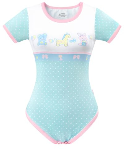 LittleForBig sidensparkdräkt Onesie pyjamas bodysuit – baby parad vintage sparkdräkt, blå, L