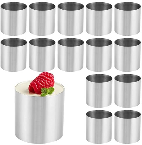 LDHHYH Lot de 15 anneaux ronds à gâteau et à dessert en acier inoxydable Ø 5 cm - Anneaux de service en mousse - Anneaux de service en acier inoxydable - Pour gâteau DIY, fondant, sushi