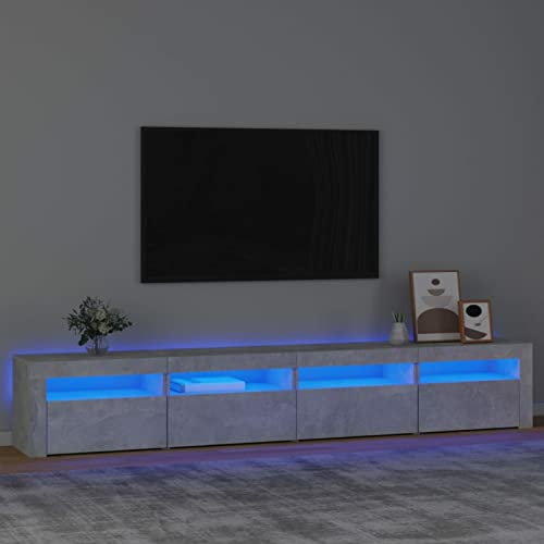 Keyroto Mobile Porta TV con Luci LED 240x35x40 cm - Tavolino Moderno per Soggiorno - Grigio Cemento