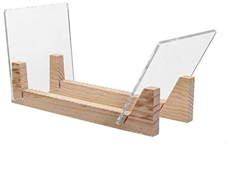 Schallplattenständer Aufbewahrungshalter for Vinyl-Schallplatten, Ausstellungsständer mit großem Fassungsvermögen und klaren Acrylenden, modernes Schreibtischregal for LP-Alben aus massivem Holz Schal