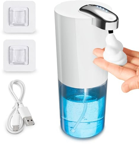 Automatic Soap Dispenser Touchless - 13.5 Oz Automatic Hand Soap Dispenser, 4-Level Adjustable Foaming, Rechargeable and Long-Lasting, Good for Kitchen, Bathroom, Hotels, Great as Home Essentials Gift