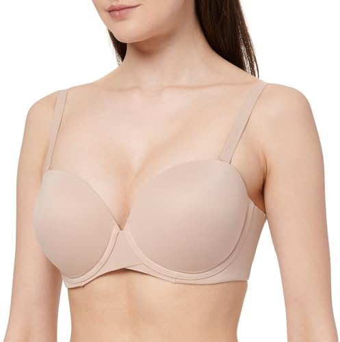 Calvin Klein Donna Reggiseno Push-up Spalline Rimovibili, Beige (Cedar), 5D