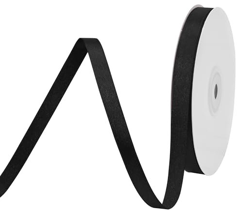 BVIEAKD 10mm breit 45m Long Double Face Schwarz Satin Ribbon Stoffband für Geschenkverpackungen Sehr geeignet für Hochzeiten Dekoration Blumenstrauß Ballons Kunsthandwerk Nähen Haarschleife