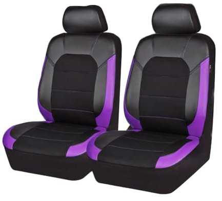 Autositzbezüge für Vordersitze Kunstleder/Universelle Auto Sitzbezüge Kompletter Satz - Sitzbezügesets Autositzbezüge Set für 5 Sitzer Sitzschoner Sitzbezüge Auto vordersitze Rücksitz Lila 2 Sitzer