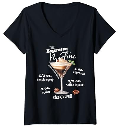 Womens Espresso Martini Cocktail Tini Time I Love Espresso Martinis V-Neck T-Shirt