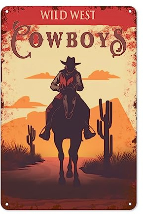 Metall Schilder Cowboy-Western Deko Schild Retro Türschild Personalisierte Wanddeko Für Büro Café Garten 20X30Cm