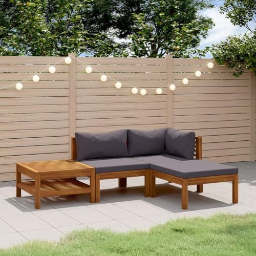 KATERYY 4-TLG. Garten-Lounge-Set mit Auflage Massivholz Akazie,Hochwertiges Loungeset aus massivem Akazienholz für entspannende Momente im Garten oder auf der Terrasse
