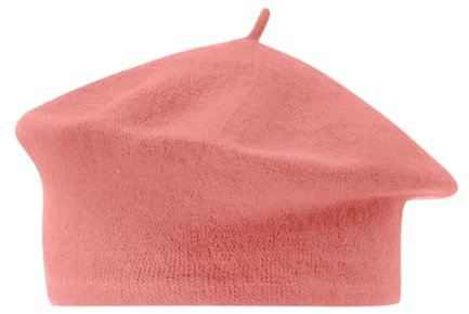 liaddkv Béret de peintre pour femme, couleur unie, en laine synthétique, à bourgeons, chapeau de peintre pour femme, Rose, taille unique