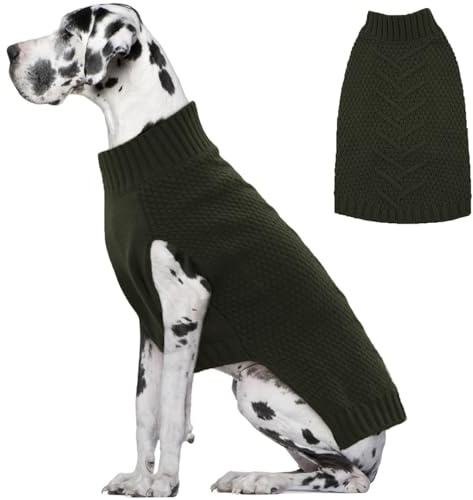 IECOii Big Dog Pullover,XXXXL Hunde Kleidung für große Hund,Kaltes Wetter Wintermantel für großeHunde,Warme Herbst Hunde Kleidung für Haustiere Strickkleidung,Doberman,Great Dane Pullover,Grün,4XL