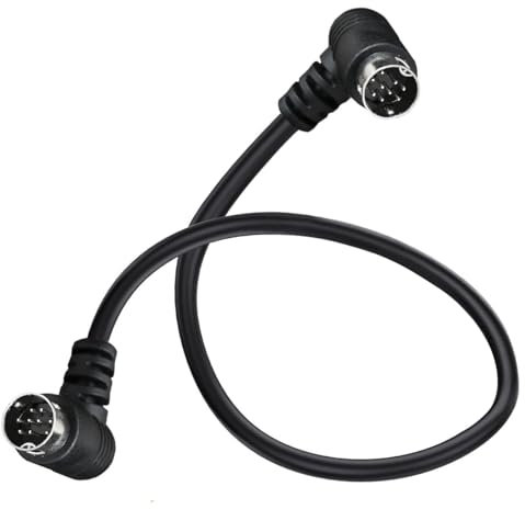 HTGuoji Right Angle S-Video Mini DIN 9Pin Male to Male Cable, 90 Degree, for TV, Receiver, Monitor, Projector (50 cm/1.6FT)