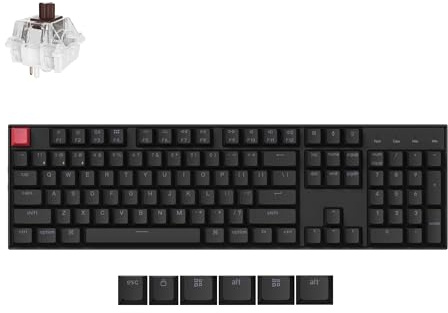 Keychron K10 QMK Wireless Mechanical Gaming Keyboard, Full Size ANSI Layout Hot-swappable Super Switch, RGB LED Backlight Rechargeable USB-C Wired Bluetooth Professional Office Keyboard