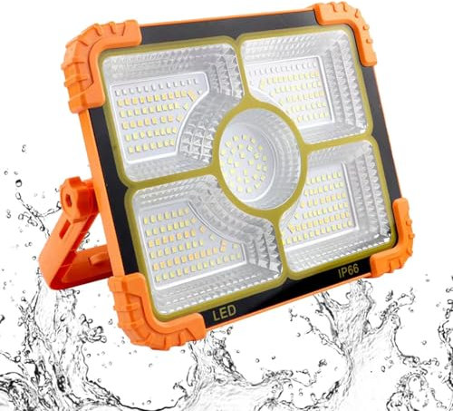 Dranng Lampe de travail portable, lampe de travail LED rechargeable,Lampe de travail solaire à 5 modes | Lampe d'extérieur à batterie 12 000 mAh, lampadaire LED pour camping, réparation automobile,
