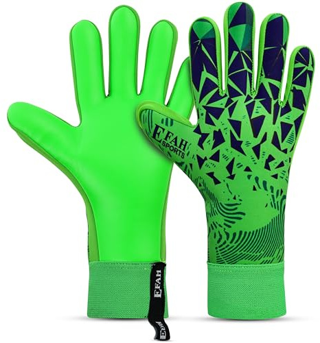 EFAH SPORTS Torwarthandschuhe für Kinder und Erwachsene mit gepolsterter Handfläche atmungsaktiven und starkem Griff Fußballhandschuhe (Green, Size 4 Suitable for 6 to 9 Years Old, Beidhändig)