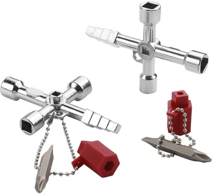 2Pack 7 in 1 Universal Utility Key, Multifunction Meter Box Key Radiator Key Tap Key Radiator Bleed Key Valve Key Panel Key for Cupboard Cabinet Water Gas Electric Plumbing Applications