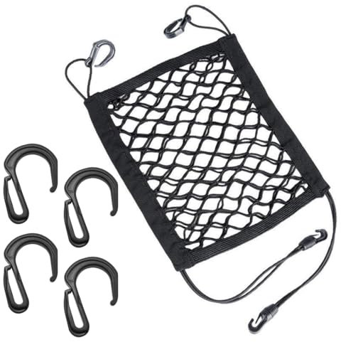 WUSJCOF Rete Elastica Moto, Rete per Bagagli e Casco, Rete con 4 Ganci per Moto, Cestino Bici e Accessori