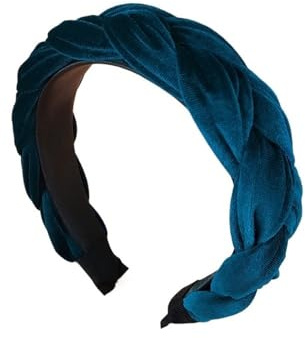 Samt-Haarband, schlicht, breit, modische Haarnadel, gedrehtes geflochtenes Stirnband (Blau A)