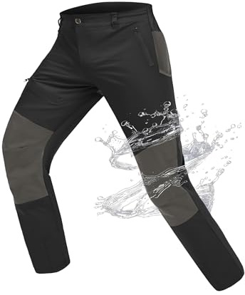 Atforna Pantalones de senderismo impermeables para hombre, pantalones de trekking, pantalones funcionales, ropa de ciclismo con 4 bolsillos con cremallera, resistentes al viento, para ciclistas