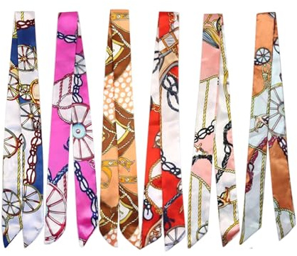 YZHZOM 6 pack Bags for Women, skinny scarf for purse handle, Neck Scarves,hair scarf,bag accessories for handbags