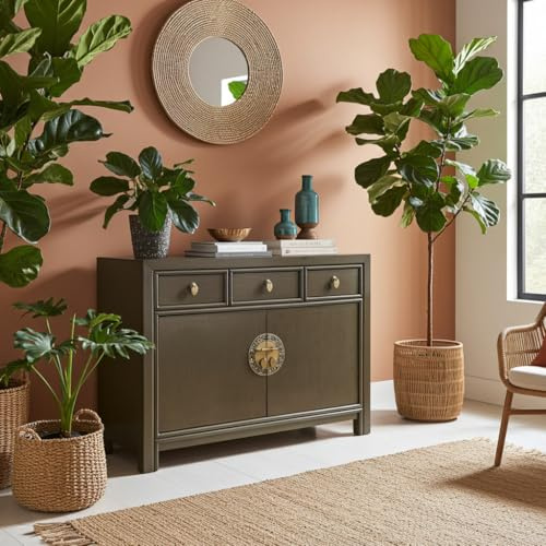 Opel OUTLET Kinesisk byrå asiatisk sideboard orientaliskt skåp asiatiska vintage möbler skänk bröllopsskåp helt monterad brun Muddy Brown