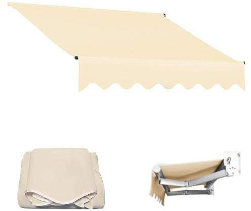 Telo di ricambio impermeabile in tessuto per esterni, 3,6 x 3 m, beige, materiale per tenda da sole per balcone e patio, ideale per giardino e ombrellone