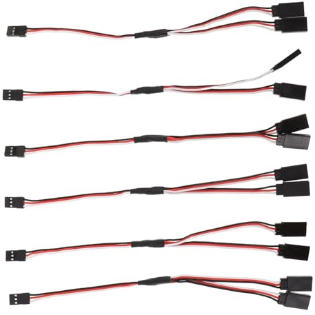 minkissy 6pcs Rc Y Connector Extension Cable 3-pin Male to Dual Female Actuator Wire Extender for Model Aircraft Remote Control Parts 200mm Length Compatible with Jr Airplane Controls