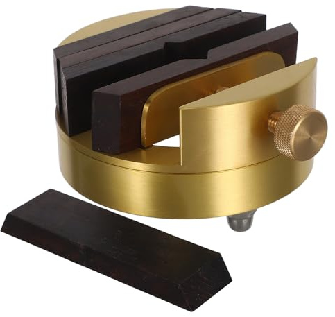 WOONEKY Morsetto per Incisione in Ottone e Legno, Supporto da Tavolo Design Integrato e Posizionamento Sigillo Regolabile per Incisione e Intaglio, Portatile e Adattabile Colore Casuale
