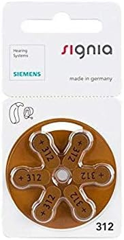 Siemens Signia Hörgerätebatterien Typ 312 (PR41, Braun) – 30 Stück (5 x 6) – Zink-Luft Batterien 1,4V – Lange Laufzeit & zuverlässige Leistung – Original Siemens Qualität