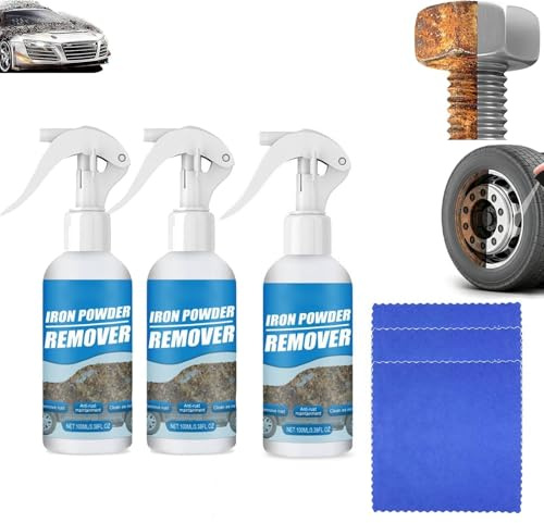 2026 New Iron Powder Remover Spray,300ml Multi-Functional Quick Acting Rust Removal Spray,Multipurpose Powerful Rusts Removal & Lubrication,Rust Remover Spra-y for Metal,Wheels,Tools,Cars,Chains