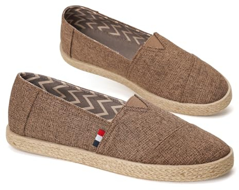 GLAMORA Alpargatas Hombre Esparto Náuticos Lona Sin Cordones Transpirables Antideslizantes Zapatos Verano Slip On Calzado Casual Ligero Cómodo Mocasín Tela Suela Yute Estilo Comodidad brown-39