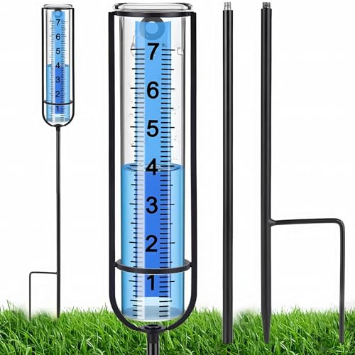 Dmrbiy Regenmesser Frostsicher Mit Pfahl, 73cm Verstellbare Höhe, Genaues& Praktisches Niederschlagsmesser Bis 70mm, Regenmesswerkzeug Gut Ablesbar& Wetterfester, Für Garten,Rasen,Terrasse