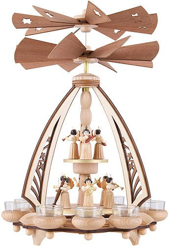 2-stöckige Pyramide Engel mit zwei gegenläufigen Flügelrädern - 43 cm
